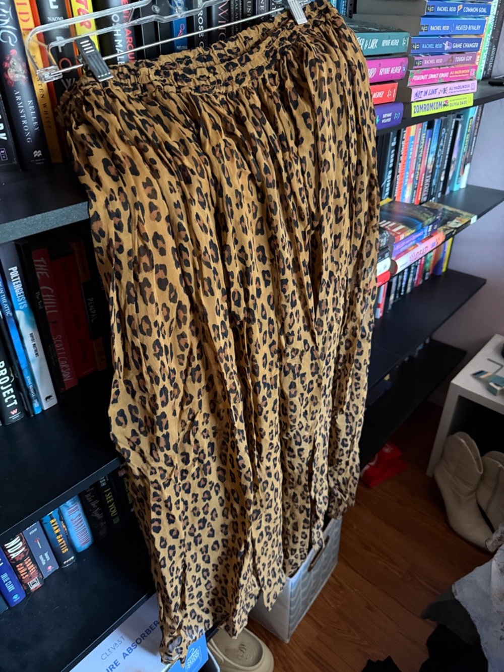 Leopard Print Pleated Maxi Skirt - Tan/Black